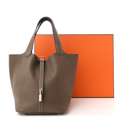 Hermes Taurillon Clemence Picotin Lock 22 MM Etoupe 12 of 12