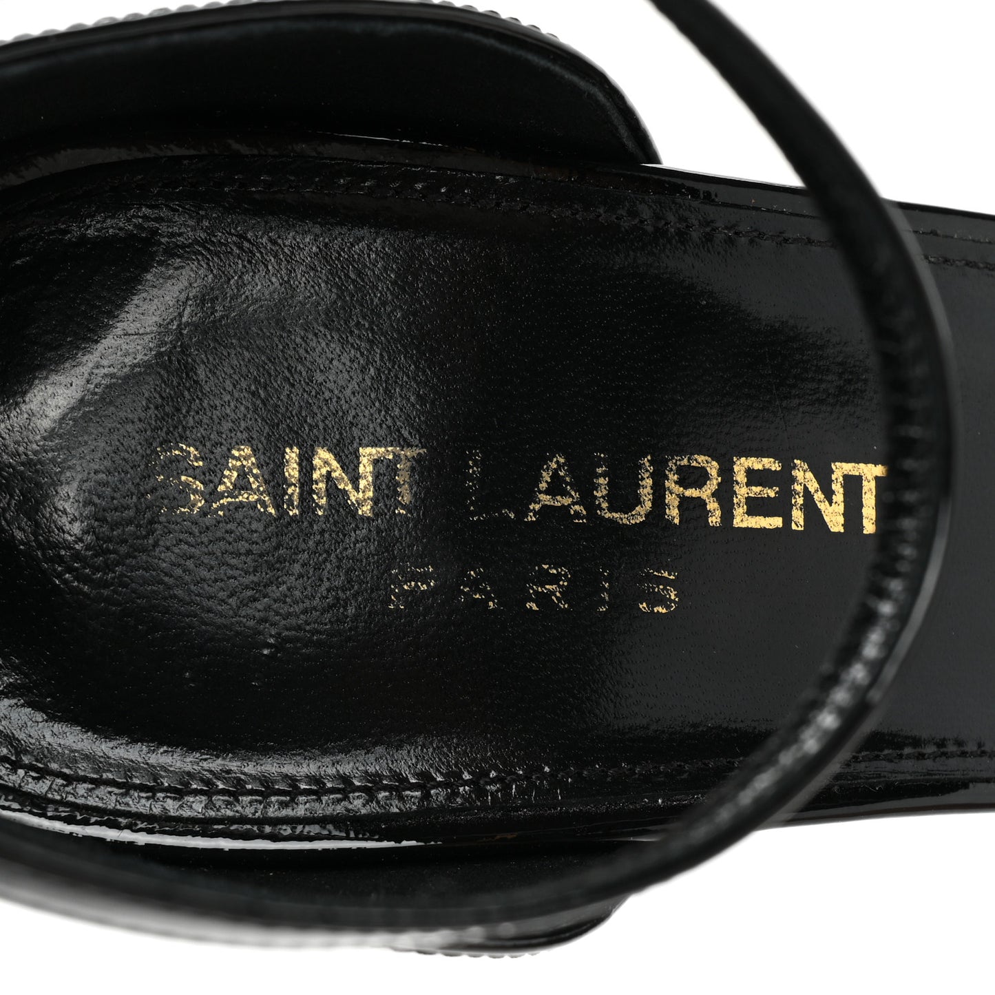 Patent Calfskin Opyum 110 Sandals 38 Black Gold