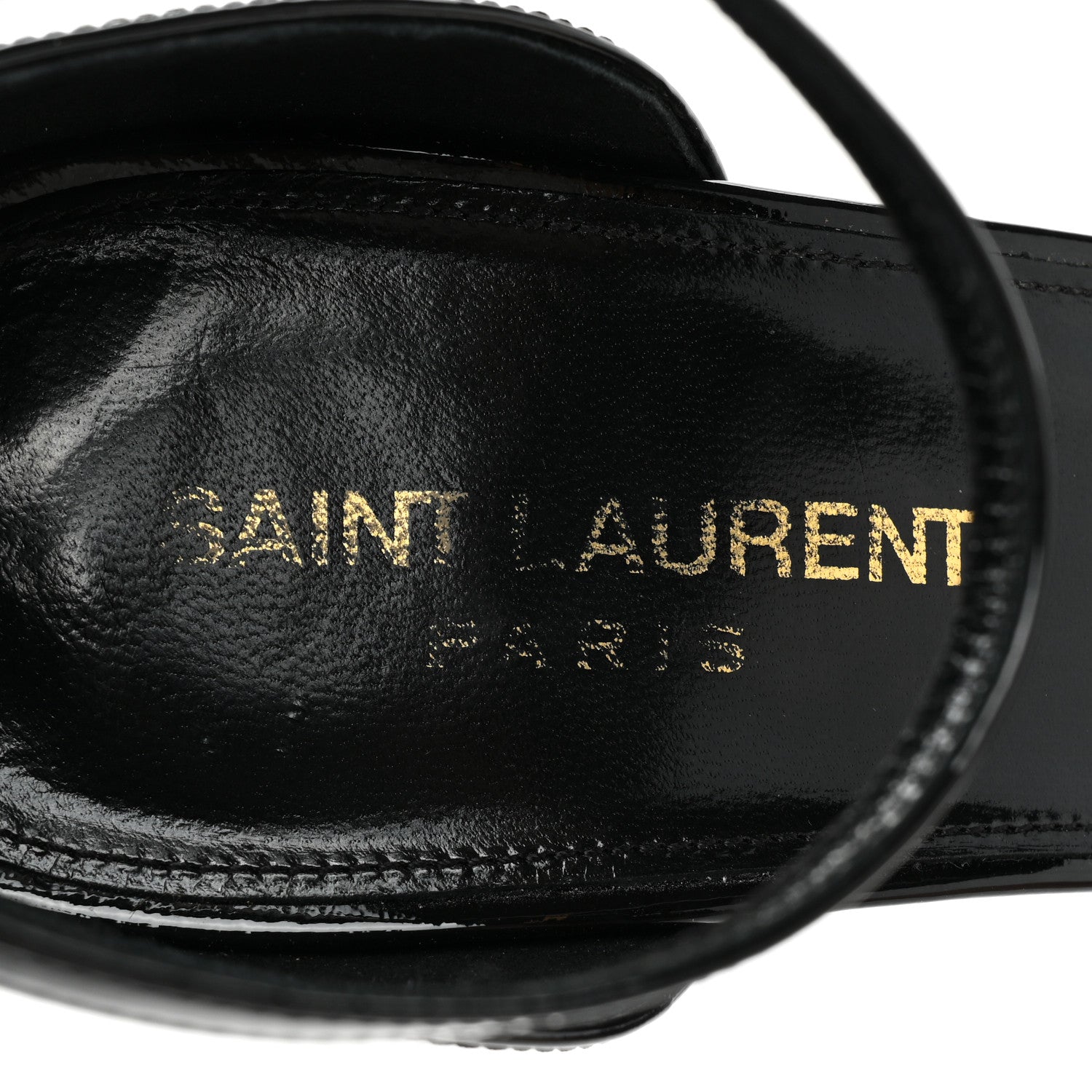 Saint Laurent Patent Calfskin Opyum 110 Sandals 38 Black Gold 8 of 11
