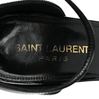 Saint Laurent Patent Calfskin Opyum 110 Sandals 38 Black Gold 8 of 11