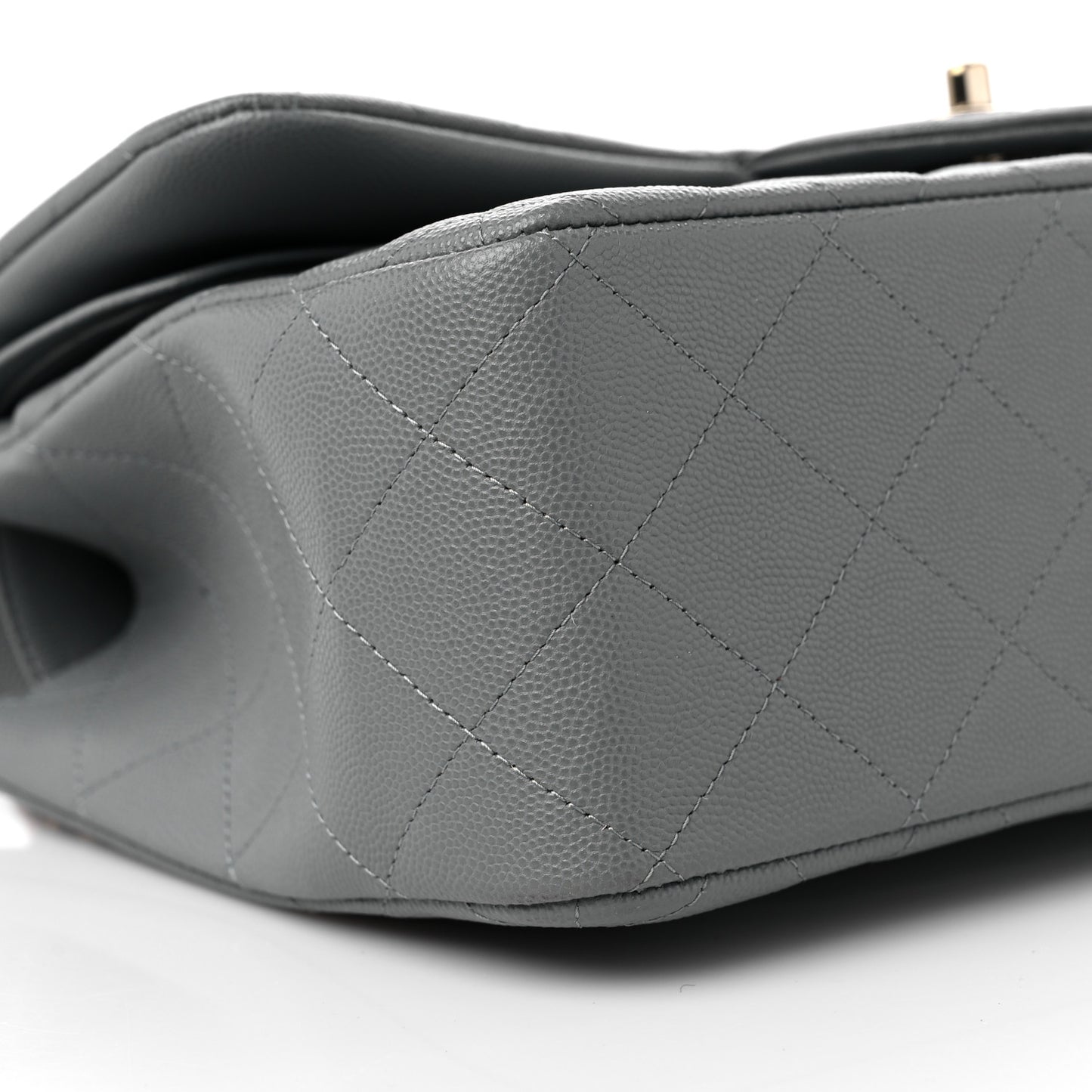 Caviar Quilted Jumbo Double Flap Grey
