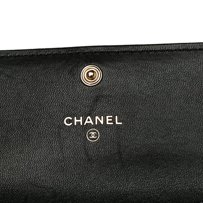 Chanel Shiny Goatskin Quilted 19 Flap Coin Purse With Chain Black 6 of 14
