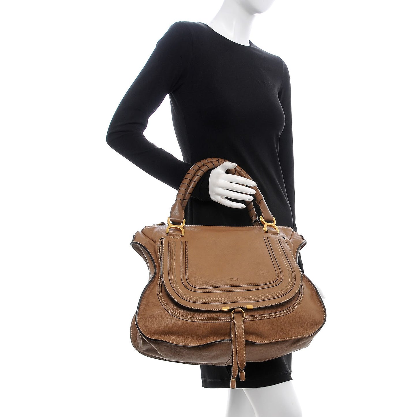 Calfskin Large Marcie Satchel Nut