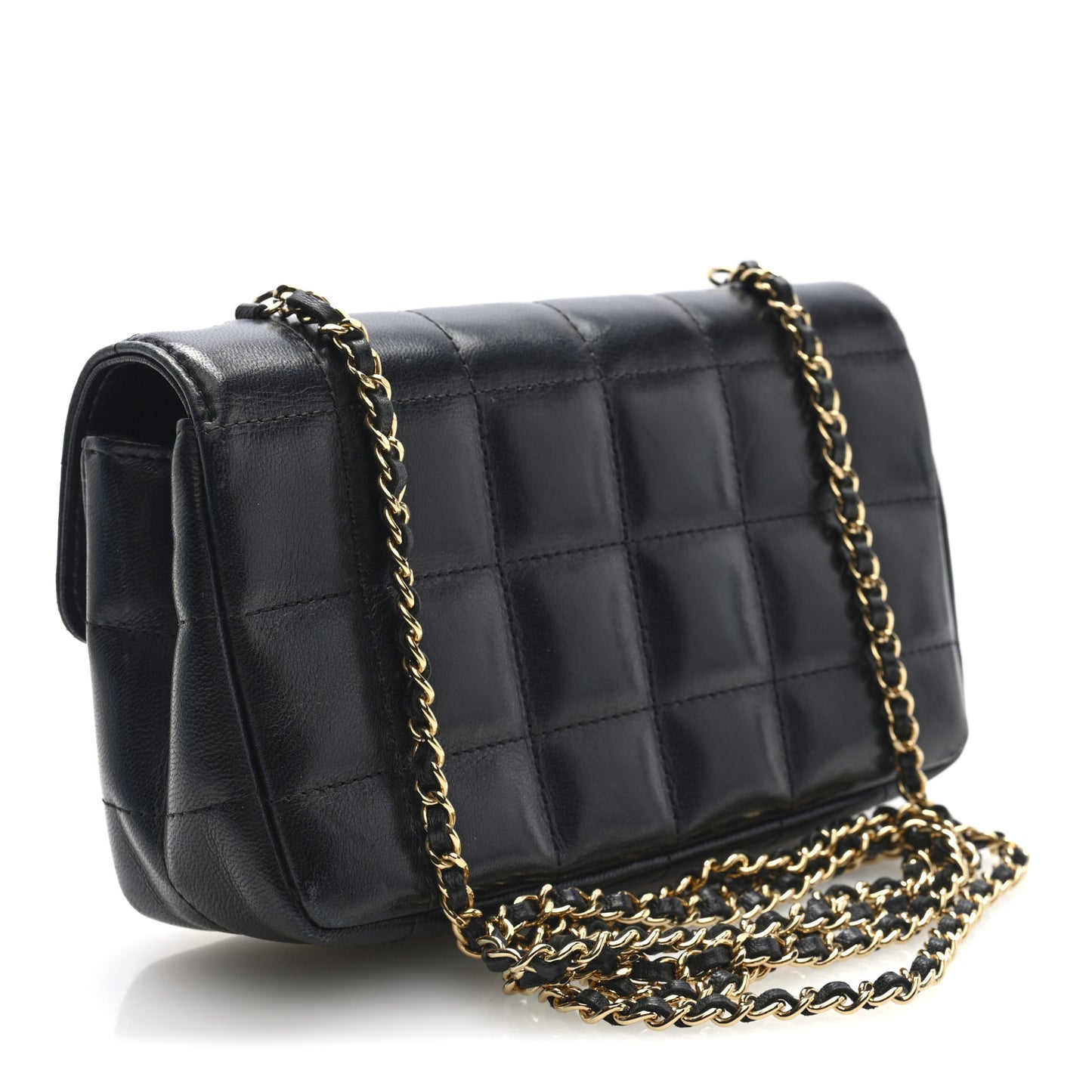 Lambskin Quilted Mini Chocolate Bar Flap Black