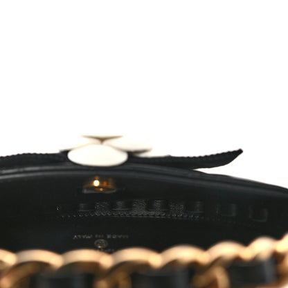 Chanel Lambskin Quilted Round Camellia Mini Clutch Black 6 of 10