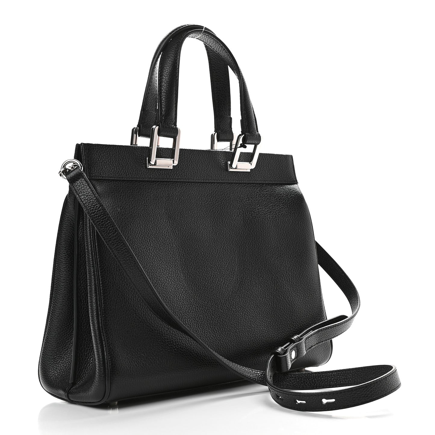 Grainy Calfskin Small Zumi Top Handle Bag Black