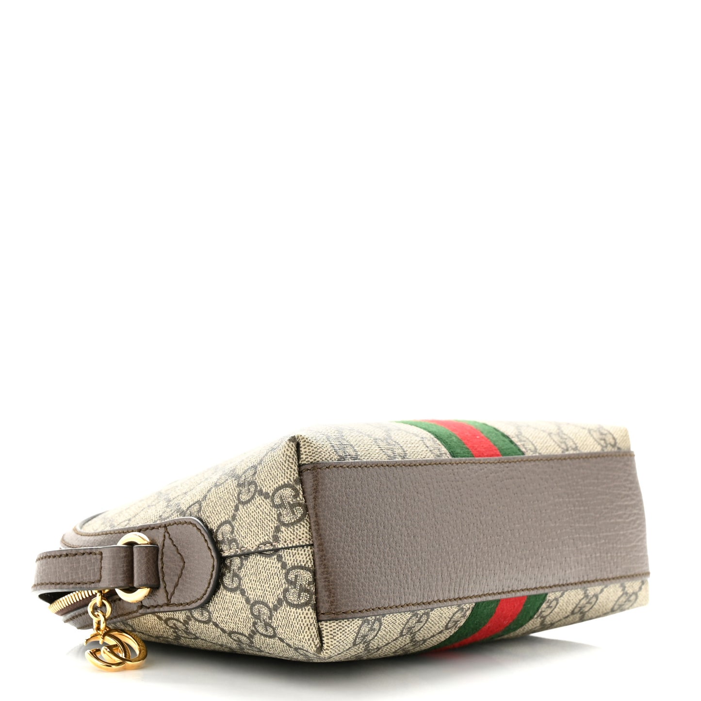GG Supreme Monogram Textured Dollar Calfskin Web Small Ophidia Dome Shoulder Bag Beige Ebony New Acero