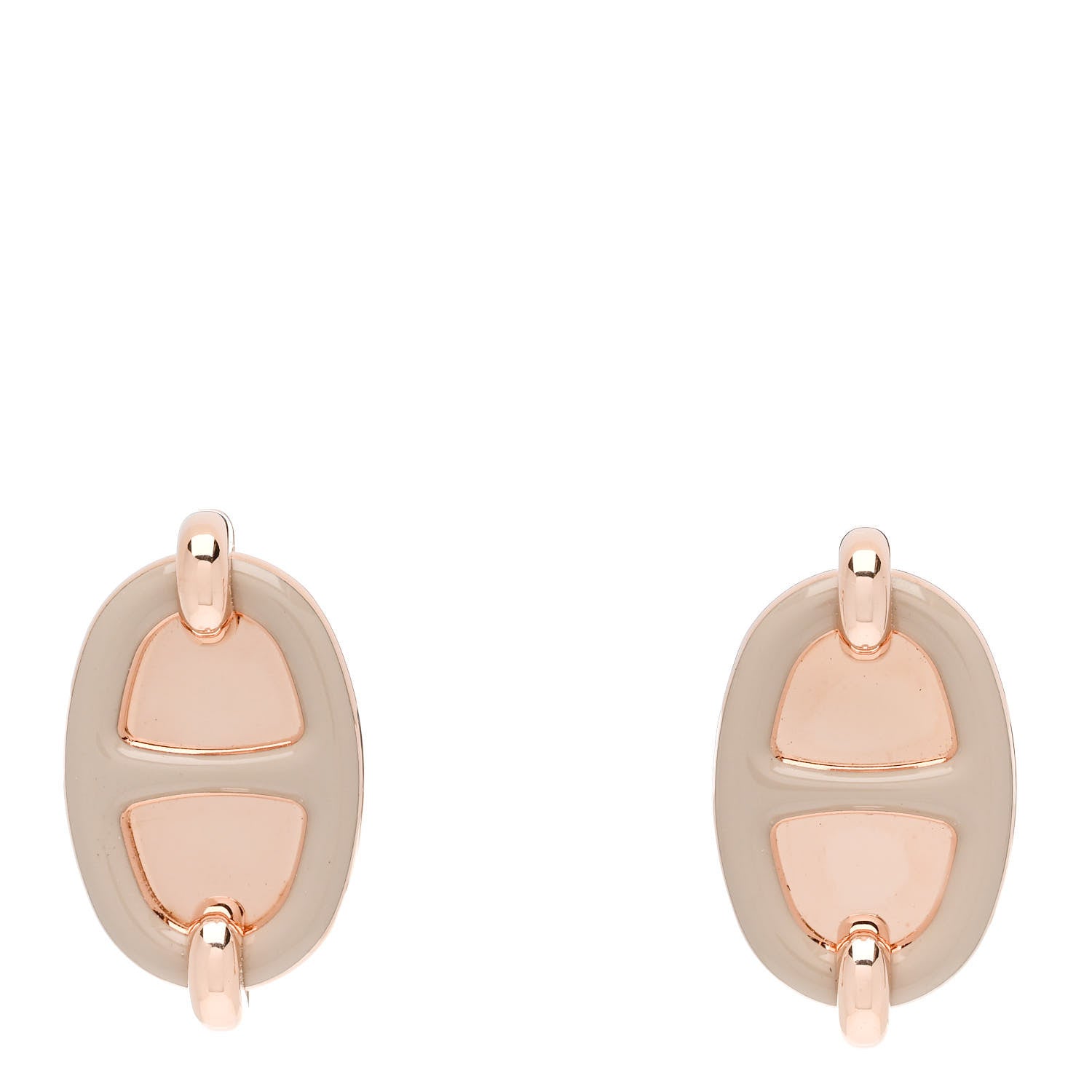 Hermes Enamel Mini Maillon Earrings Marron Glace 1 of 4