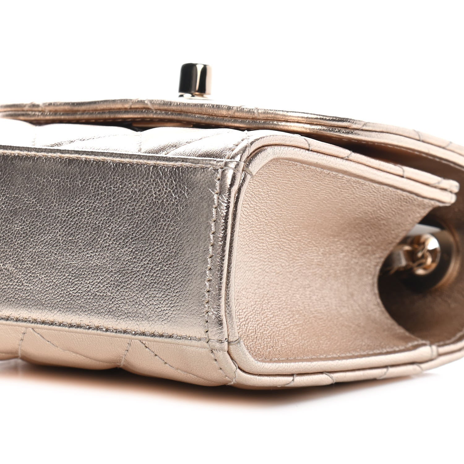 Chanel Metallic Lambskin Quilted Mini Trendy CC Clutch With Chain Gold 8 of 8
