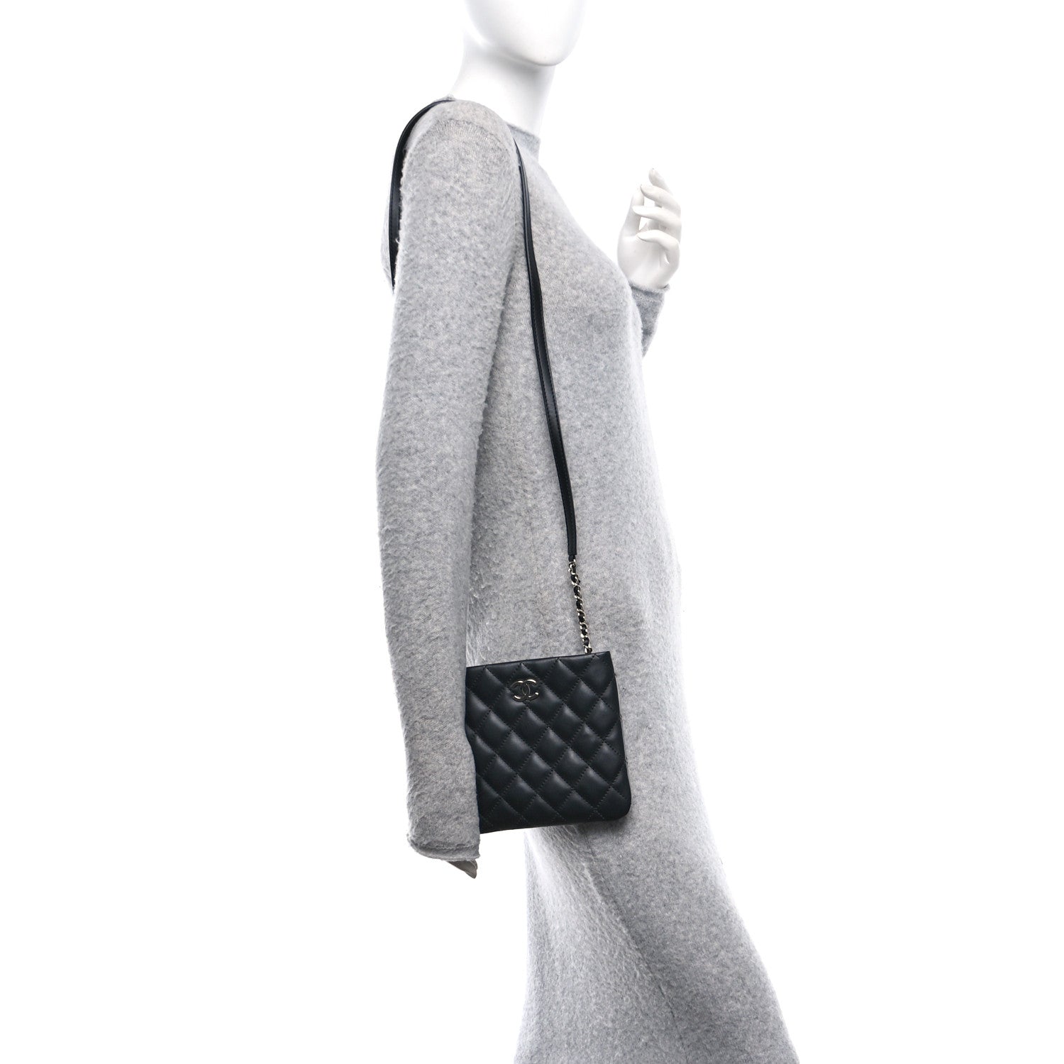 Chanel Lambskin Quilted Uniform Crossbody Bag Black 2 of 11