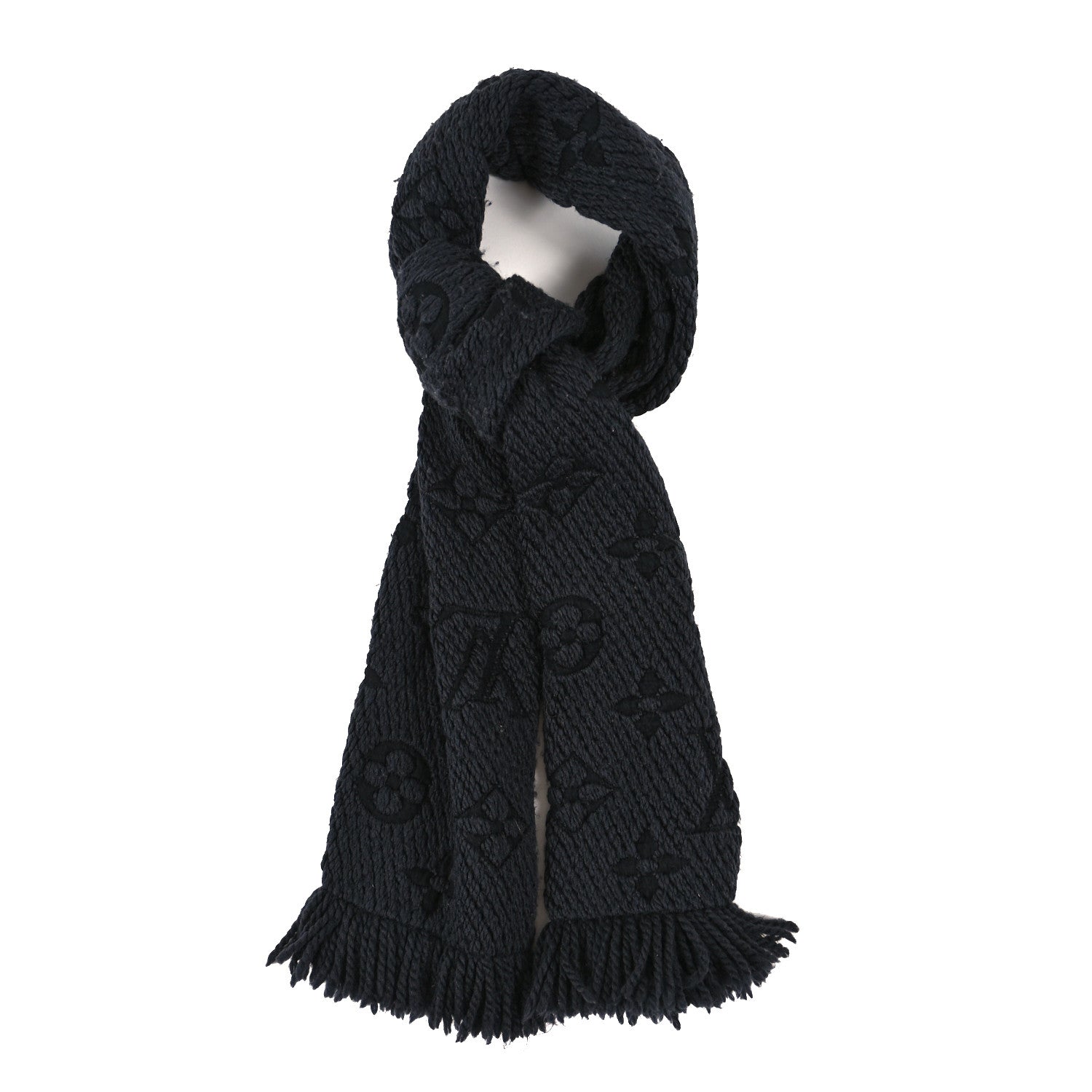 Louis Vuitton Wool Silk Logomania Scarf Charcoal 1 of 4