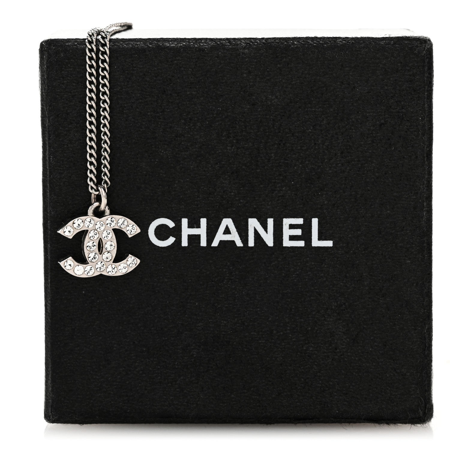Chanel Crystal Timeless CC Necklace Silver 5 of 5