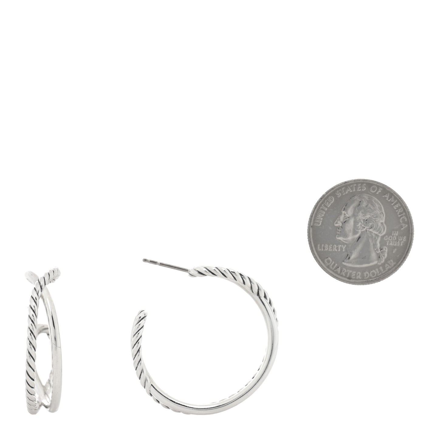 Sterling Silver Crossover Cable Hoop Earrings
