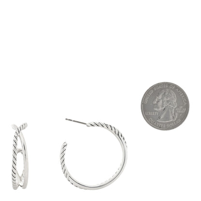 David Yurman Sterling Silver Crossover Cable Hoop Earrings 2 of 4