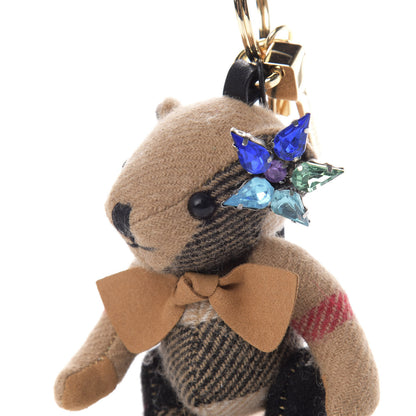 Burberry Crystal Cashmere House Check Thomas Bear Bag Charm Camel 4 of 5