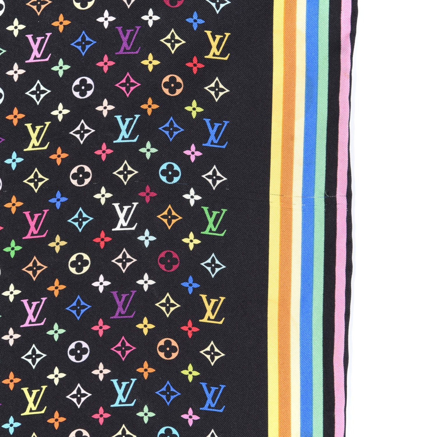 Louis Vuitton Silk Monogram Multicolor Square Scarf Black 3 of 4