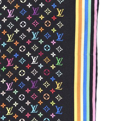 Louis Vuitton Silk Monogram Multicolor Square Scarf Black 3 of 4