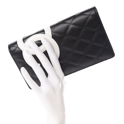 Chanel Calfskin Quilted Cambon Yen Wallet Black White 2 of 9