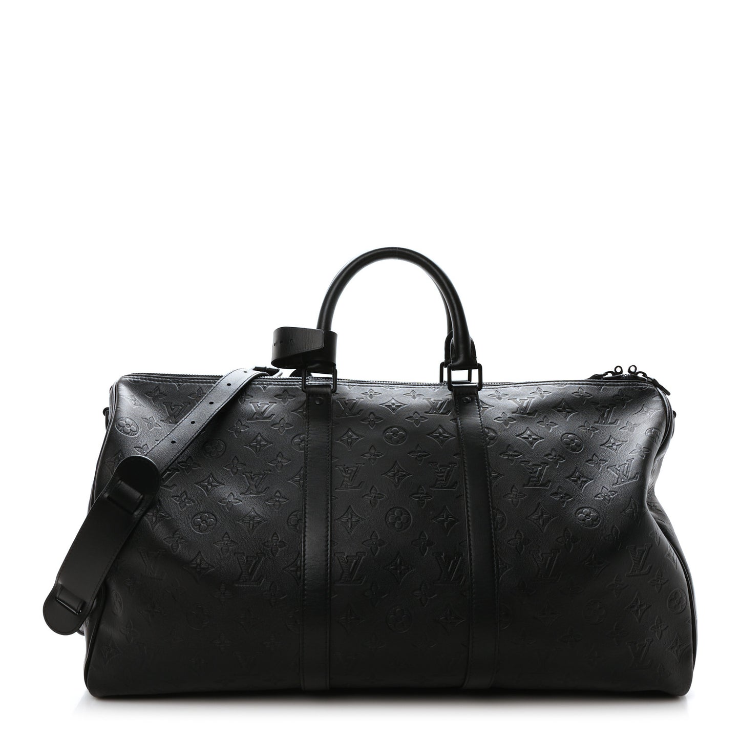 Calfskin Shadow Monogram Keepall Bandouliere 50 Black