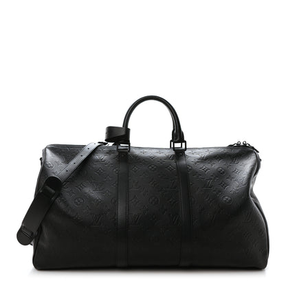 Louis Vuitton Calfskin Shadow Monogram Keepall Bandouliere 50 Black 1 of 9