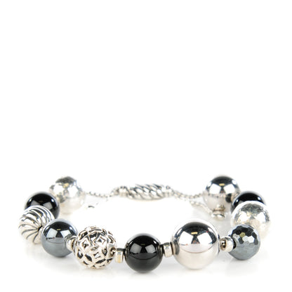 David Yurman Sterling Silver Black Onyx Hematine 14mm Elements Bracelet 1 of 6