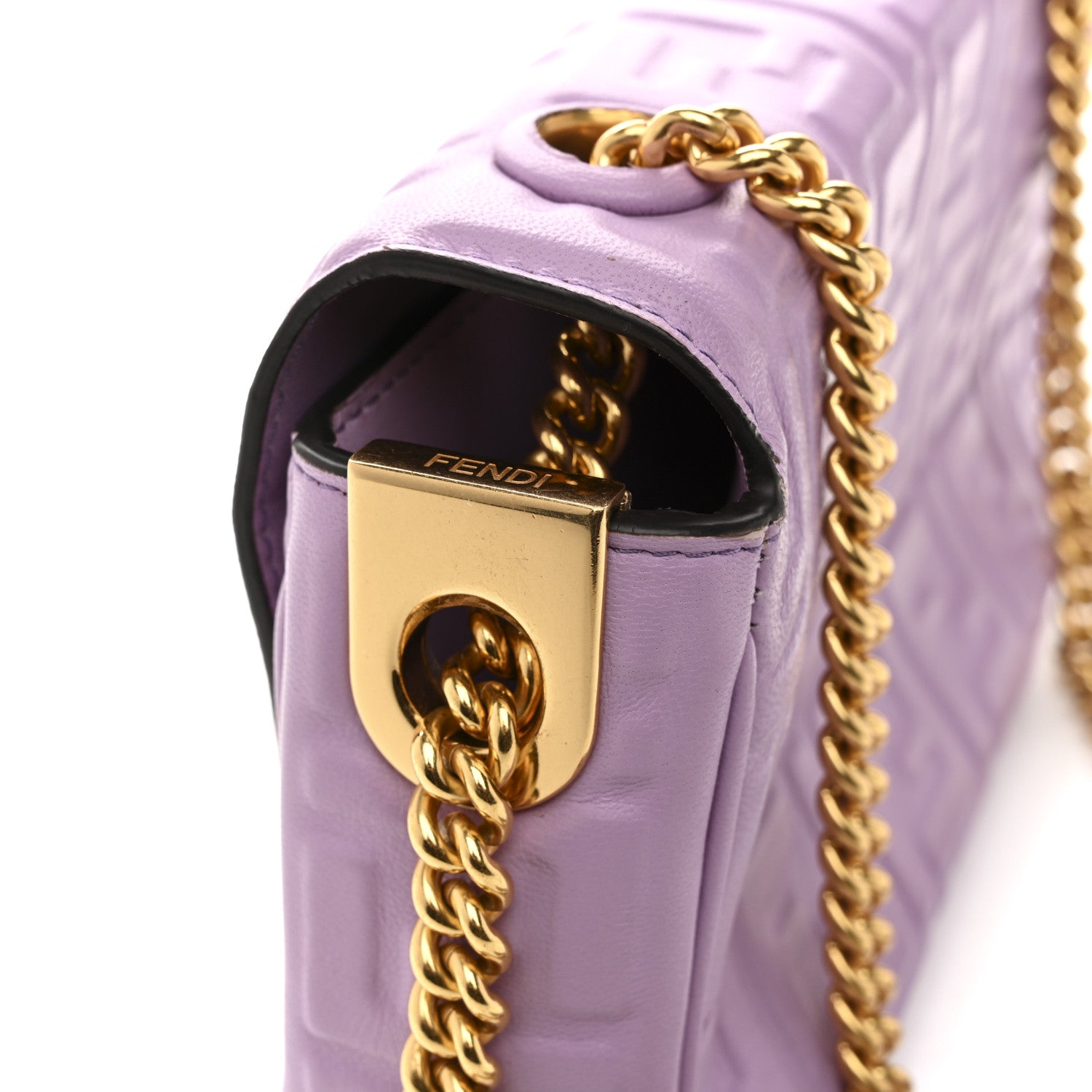 Fendi Nappa FF Embossed Small Midi Chain Baguette Violetta 11 of 15