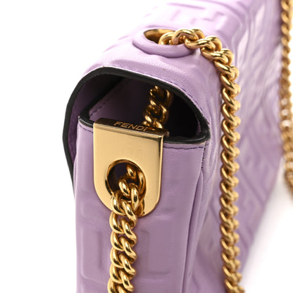 Fendi Nappa FF Embossed Small Midi Chain Baguette Violetta 11 of 15