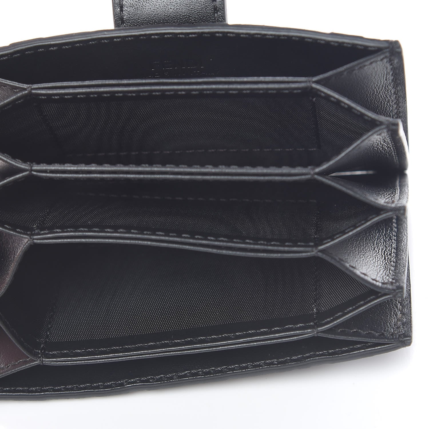 Fendi Vitello Liberty F is Fendi Bi-Color FF 1974 Embossed Gusseted Card Holder Maya Black 5 of 8