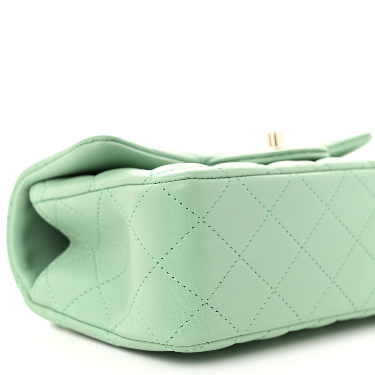 Chanel Lambskin Quilted Mini Top Handle Rectangular Flap Light Green 9 of 12