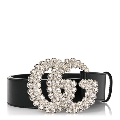 Gucci Calfskin Crystal Double G 40mm Belt 90 36 Black 1 of 9