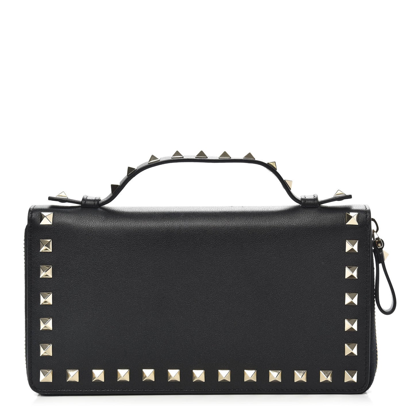 Vitello Rockstud Top Handle Travel Wallet Black