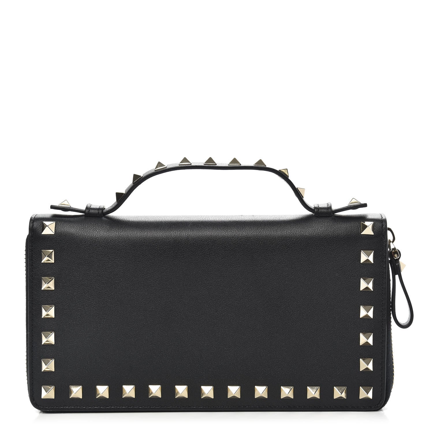 Valentino Garavani Vitello Rockstud Top Handle Travel Wallet Black 1 of 9