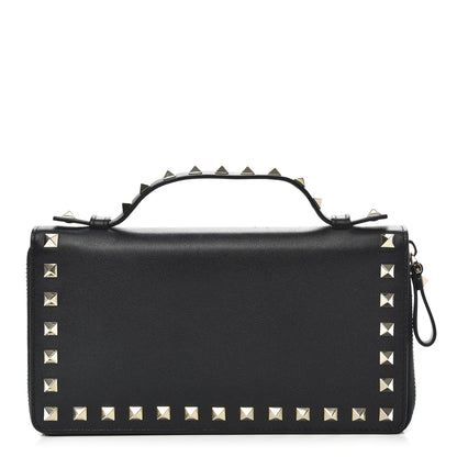 Valentino Garavani Vitello Rockstud Top Handle Travel Wallet Black 1 of 9
