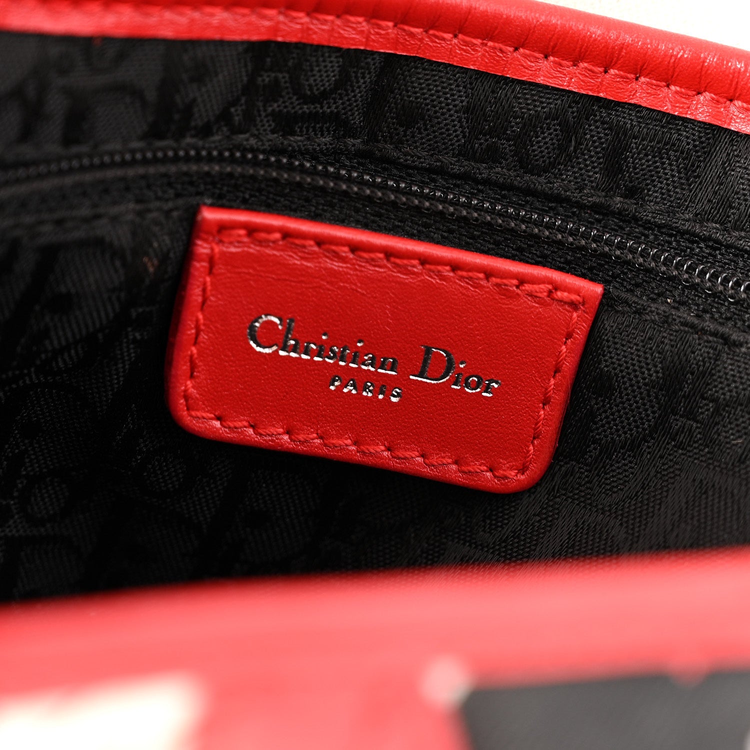 Christian Dior Canvas Hardcore Pierced Saddle Bag White Red Black 5 of 14