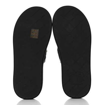 Chanel Lambskin Quilted Padded Charms Thong Sandals 36.5 Black 5 of 8