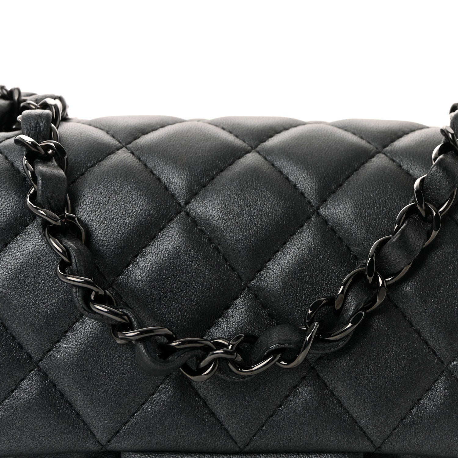 Chanel Lambskin Quilted Mini Rectangular Flap So Black 8 of 11