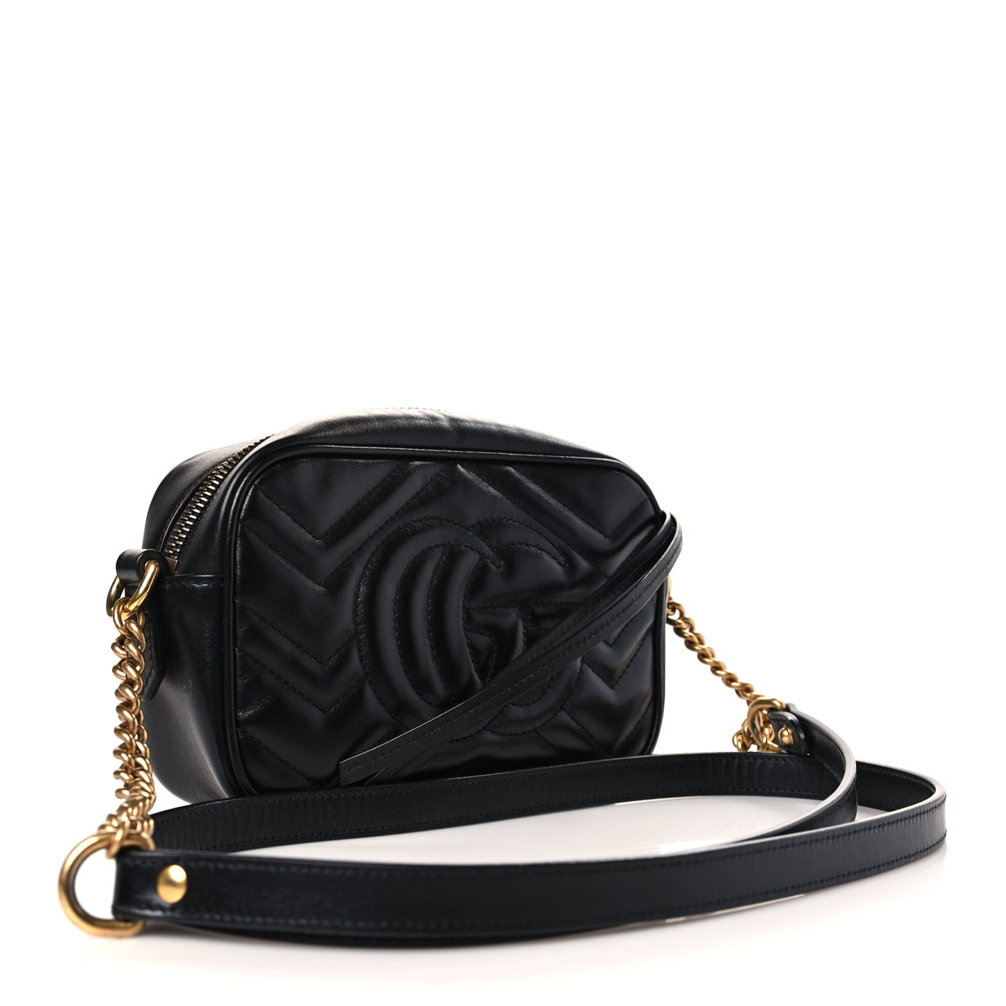 Calfskin Matelasse Mini GG Marmont Chain Shoulder Bag Black