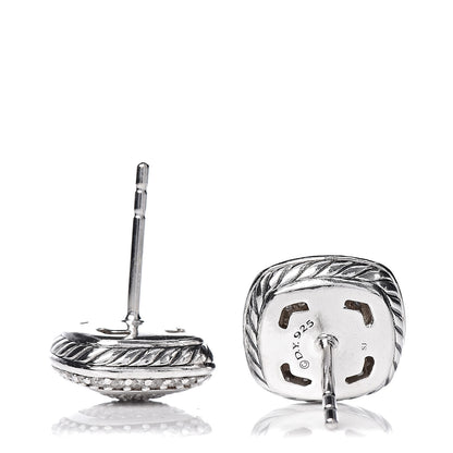 David Yurman Sterling Silver Diamond 7mm Pave Albion Earrings 4 of 4