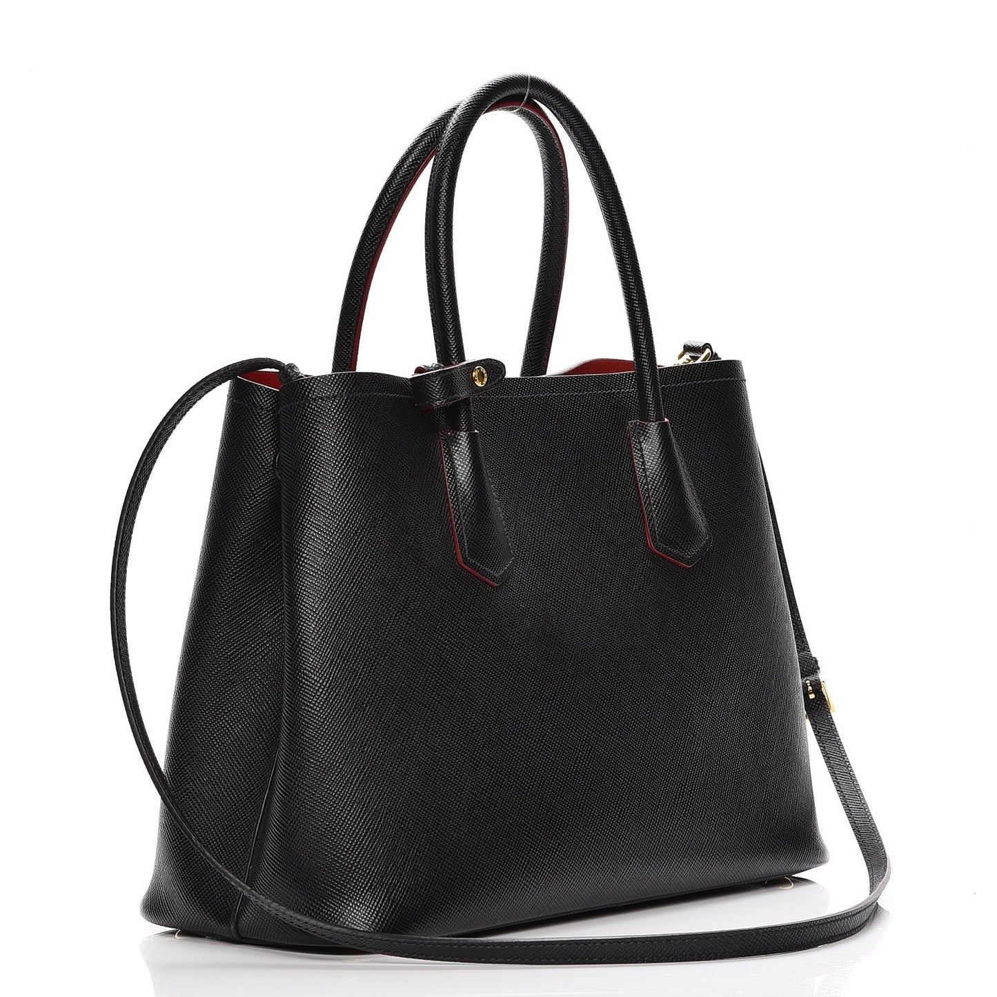 Saffiano Cuir Medium Double Bag Black Fuoco