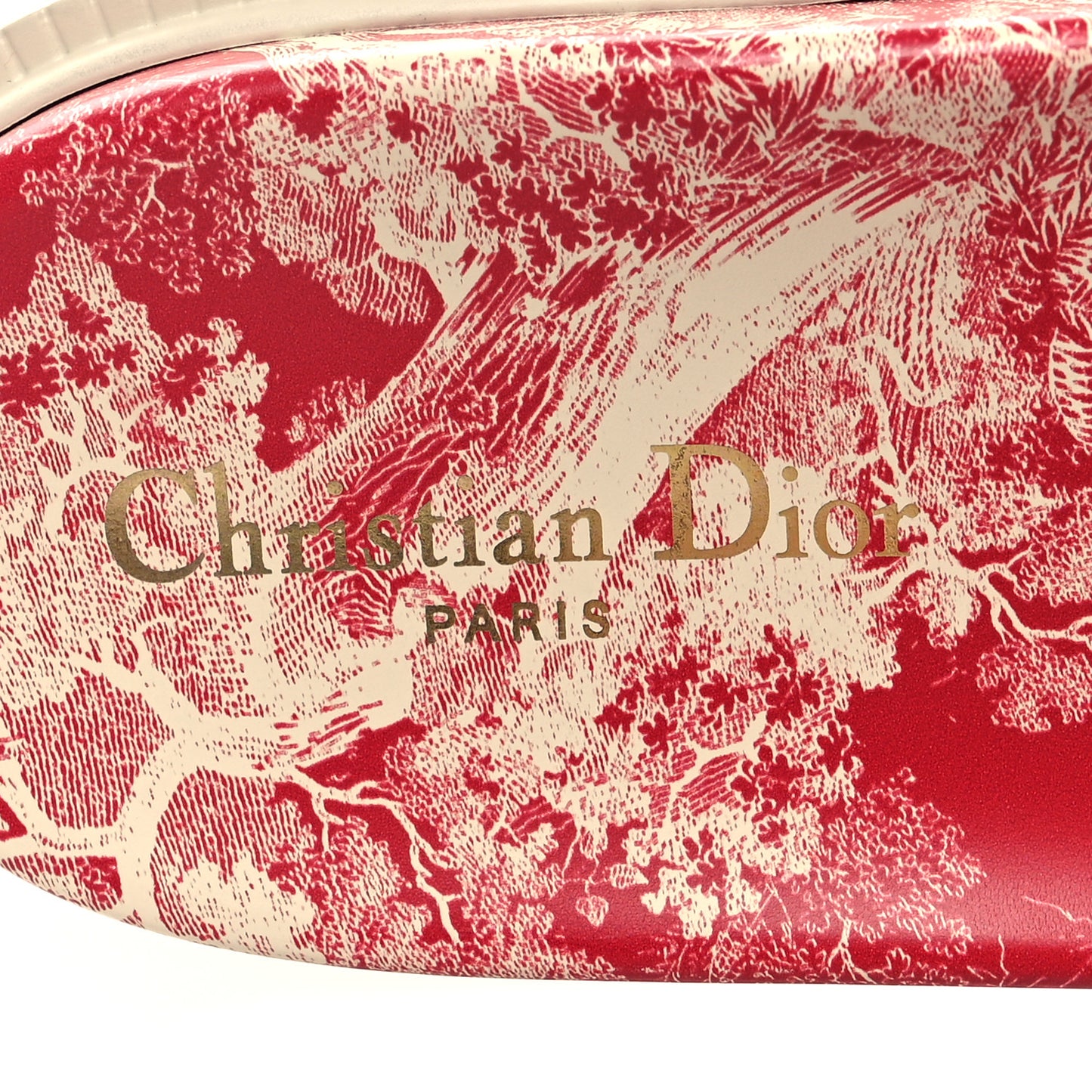 Canvas Toile de Jouy Embroidered Dway 10mm Slide Sandals 39 Off White Raspberry