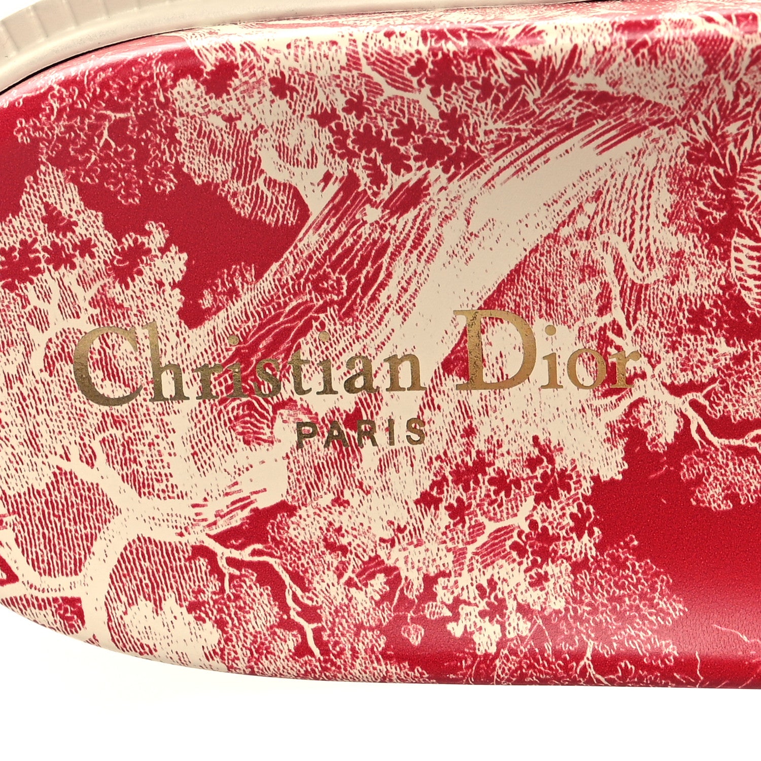 Christian Dior Canvas Toile de Jouy Embroidered Dway 10mm Slide Sandals 39 Off White Raspberry 8 of 9