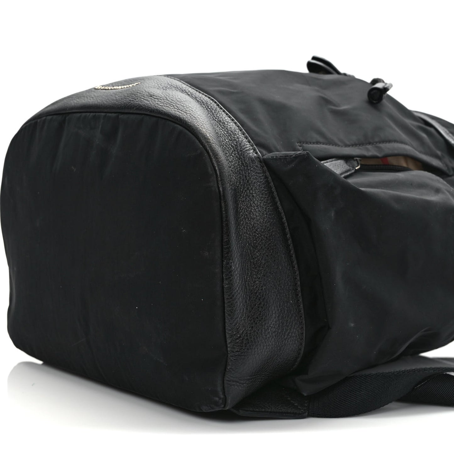 Nylon Grained Calfskin Watson Diaper Bag Black