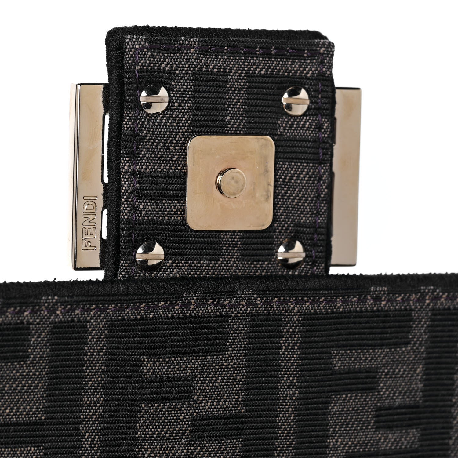 Fendi Fabric Jacquard FF 1974 Medium Baguette Tobacco Moro Black 11 of 12