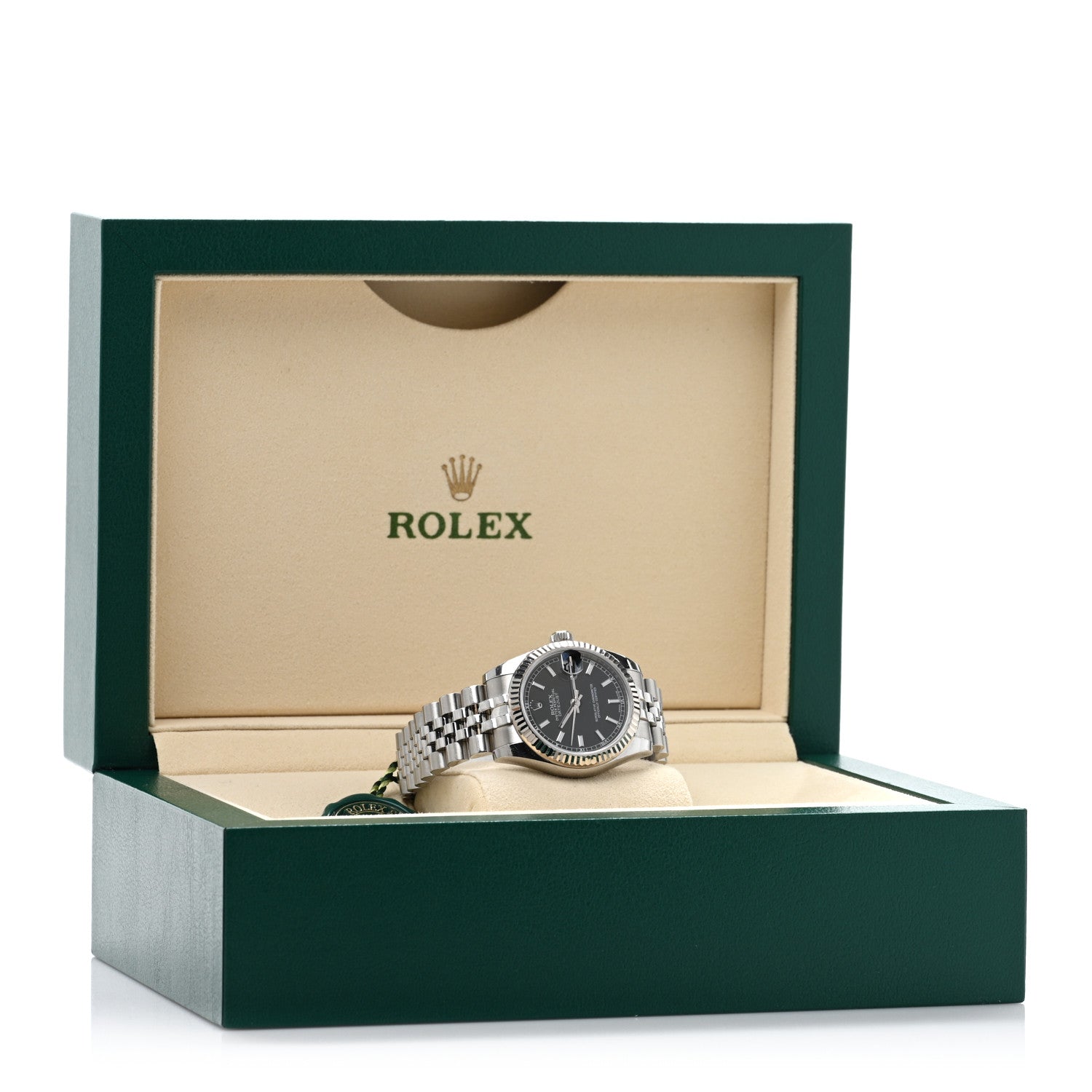 Rolex Stainless Steel 18K White Gold 31mm Oyster Perpetual Datejust Watch Black 178274 5 of 5