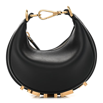 Fendi Vitello Grace Matte Nano Fendigraphy Hobo Charm Black 1 of 10