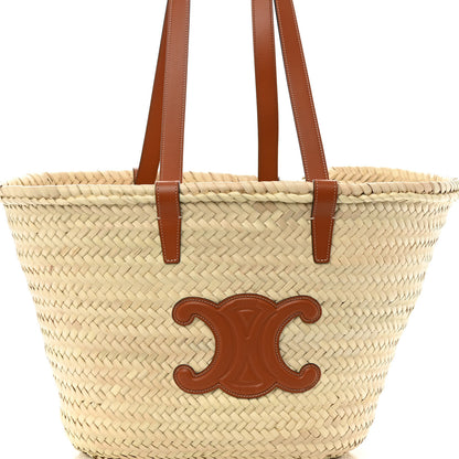 Celine Raffia Calfskin Triomphe Medium Panier Tan 7 of 11