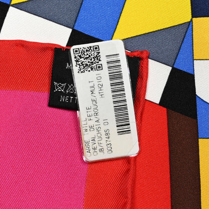 Hermes Silk Cheval De Fete Scarf 90 Fuchsia Rouge Multicolor 5 of 5
