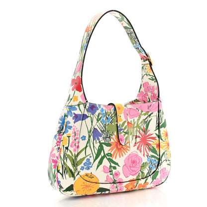 Gucci X KEN SCOTT New Shangai Calfskin Jardin D'Avril Floral Print Small Jackie 1961 Hobo Ivory Pink 3 of 11