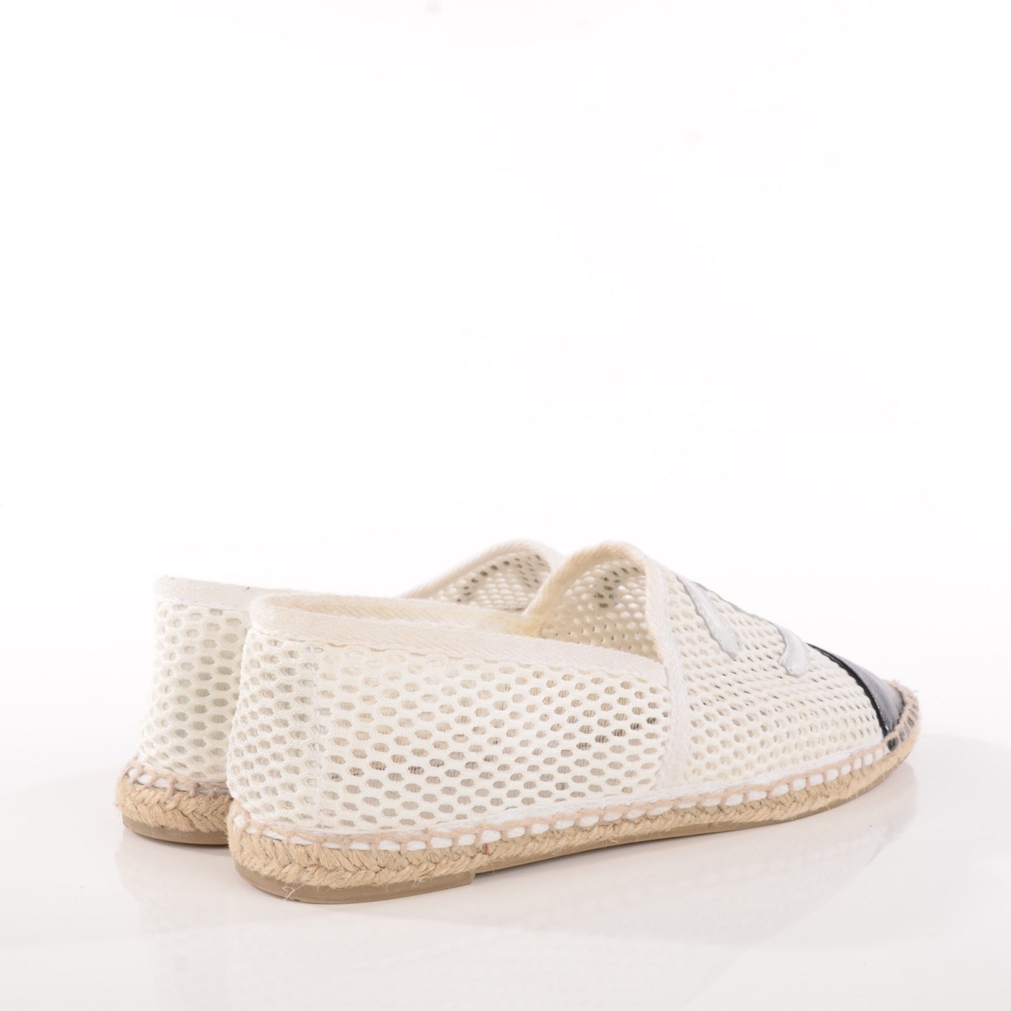Mesh Lambskin Espadrilles 39 White Black