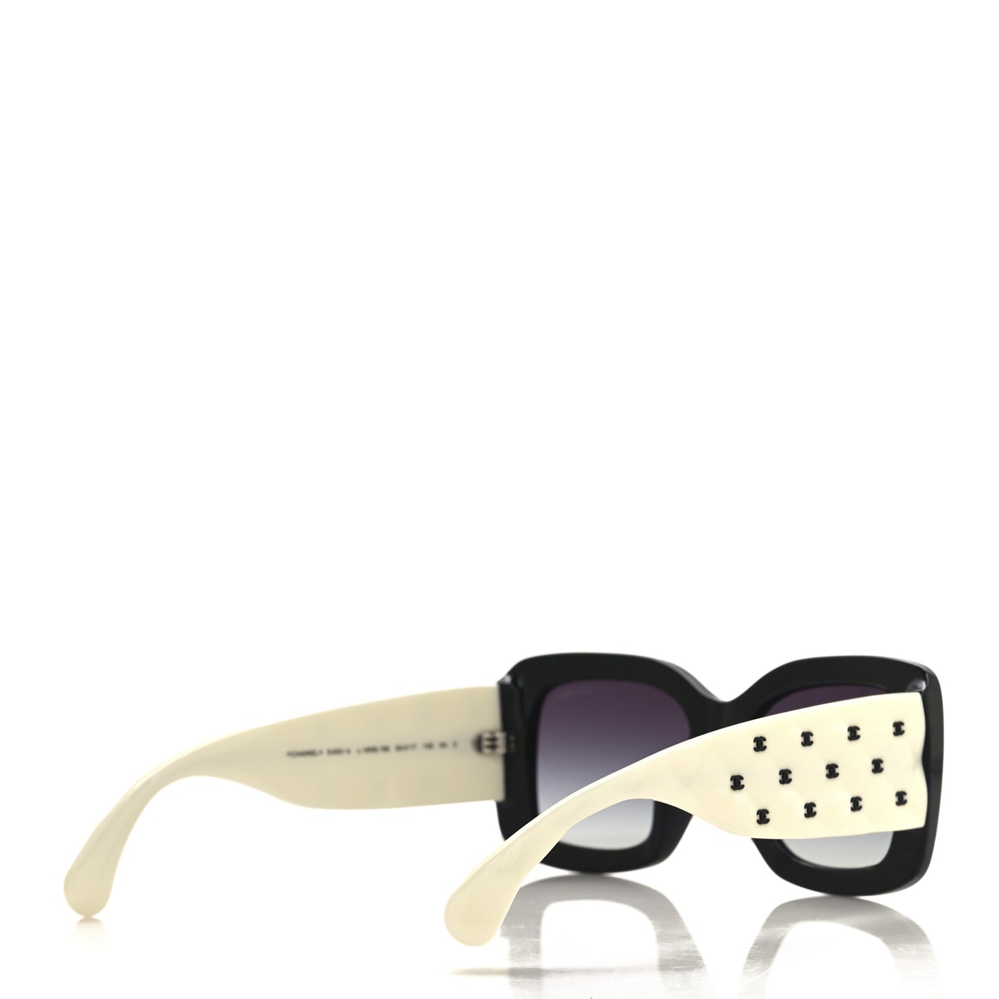 Acetate Quilted CC Rectangle Sunglasses 5483-A White Black